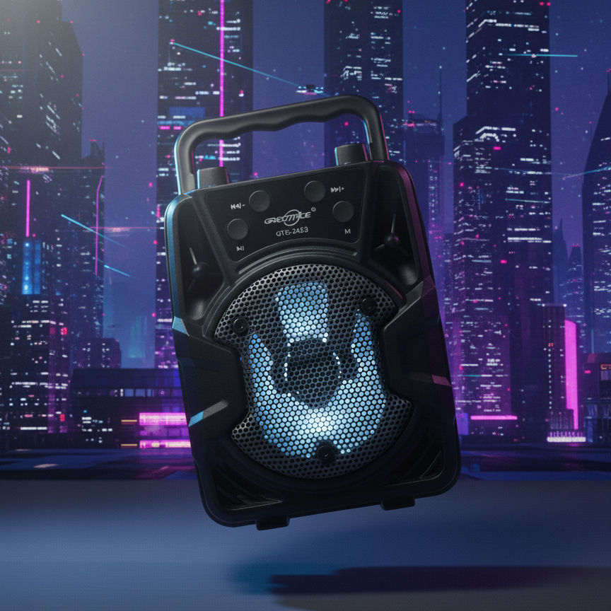 Cyber-Pulse Portable Bluetooth Party Speaker – Neon Edition with Integrated Light Show