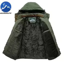 Winter Fleece Long Jacket Men Casual Thicken Warm Cotton Padded Jackets Man Fashion Hooded Outdoor Windproof Parkas Snow Coat