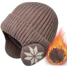 Men Women Winter Warm Plush Knitted Snow Fashion Hat Unisex New Outdoor Coldproof Ear Protection Wool Caps Snowflake logo