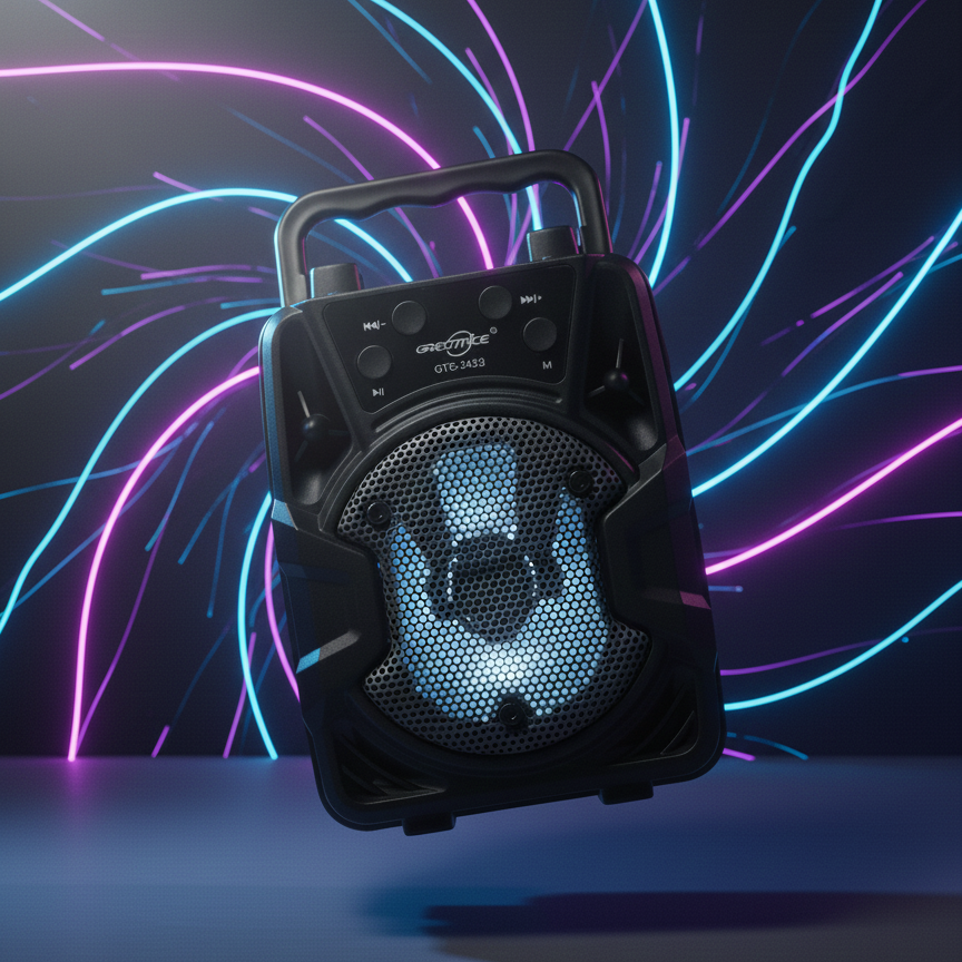 Cyber-Pulse Portable Bluetooth Party Speaker – Neon Edition with Integrated Light Show