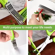 1 piece Multi-functional Stainless Steel 3/5 Layer Kitchen Scissors, Pepper Shredded Chopped Scallion Cutter Cut Cooking Tool