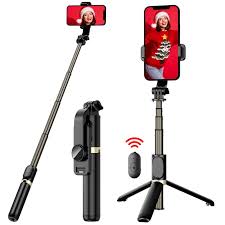 40-Inch Wireless Selfie & vilogging Stick with Bluetooth Remote, LED Light & Tripod Stand |