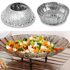 Vegetable Steamer Basket Premium Stainless Steel - Folding Collapsible Rust-Free for Easy Storage and Stay Fresh-Adjustable To Different Pots & Pans (SMALL)