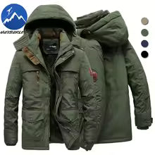 Winter Fleece Long Jacket Men Casual Thicken Warm Cotton Padded Jackets Man Fashion Hooded Outdoor Windproof Parkas Snow Coat