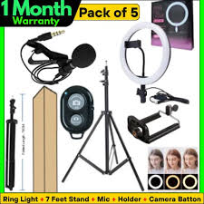 Pack of 5 - 26CM Ring Light with 7 Feet Tripod Stand Collar Mic